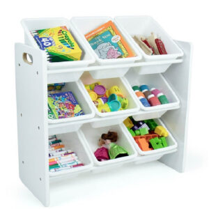 Етажерка за играчки с 9 Кутии за Съхранение WHITE JWTR-3006