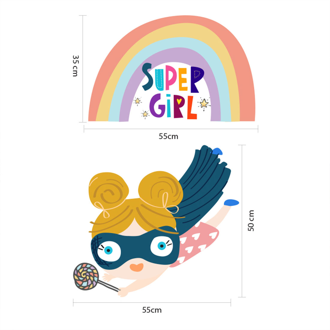 Комплект 2 броя стикери SUPER GIRL за декорация GH-SG-01 - Image 4