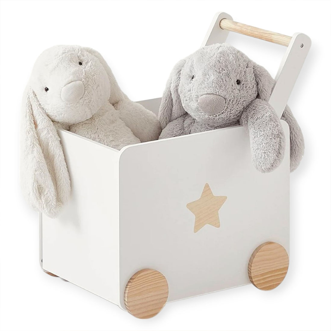 Кутия за Играчки GINGER HOME с Колелца, Дървена, Бяла, 38х45х54 см. JWTR-3330 - Image 4