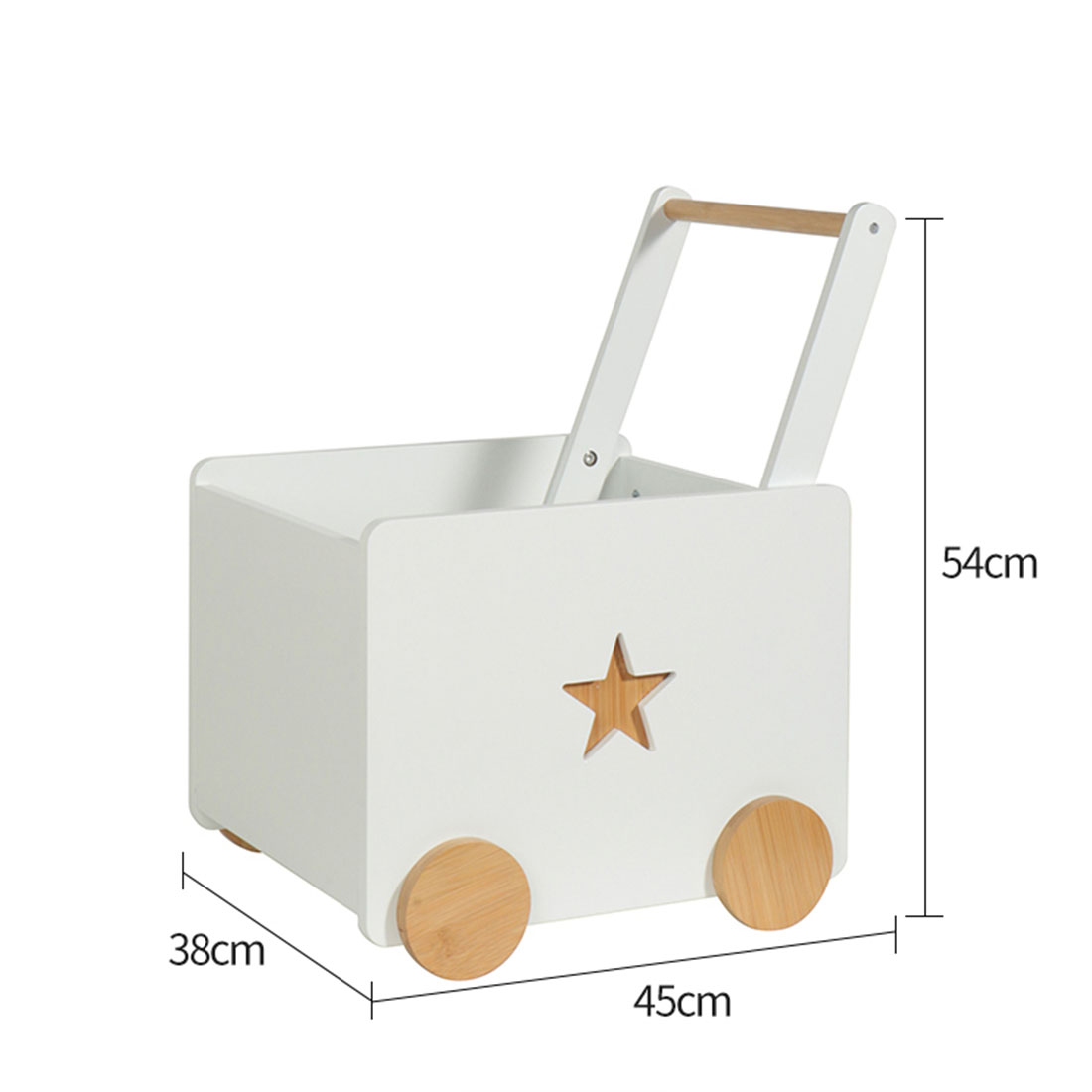 Кутия за Играчки GINGER HOME с Колелца, Дървена, Бяла, 38х45х54 см. JWTR-3330 - Image 5