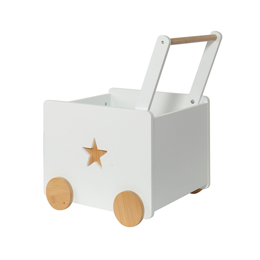 Кутия за Играчки GINGER HOME с Колелца, Дървена, Бяла, 38х45х54 см. JWTR-3330 - Image 6