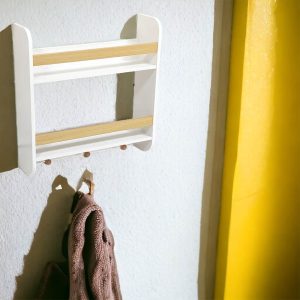 Детска Етажерка с Рафтове и Закачалки, Бяла, За Детска Стая TF6931