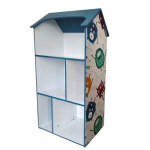 Детска етажерка – Къщичка MONSTER, Синя за съхранение на играчки и книжки TF5865