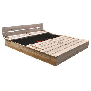 Голям Детски Пясъчник с Пейки и Сгъваем Капак 157x157x21см, Дървен  C1113