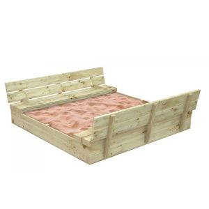 Голям Детски Пясъчник с Пейки и Сгъваем Капак 157x157x21см, Дървен  C1113