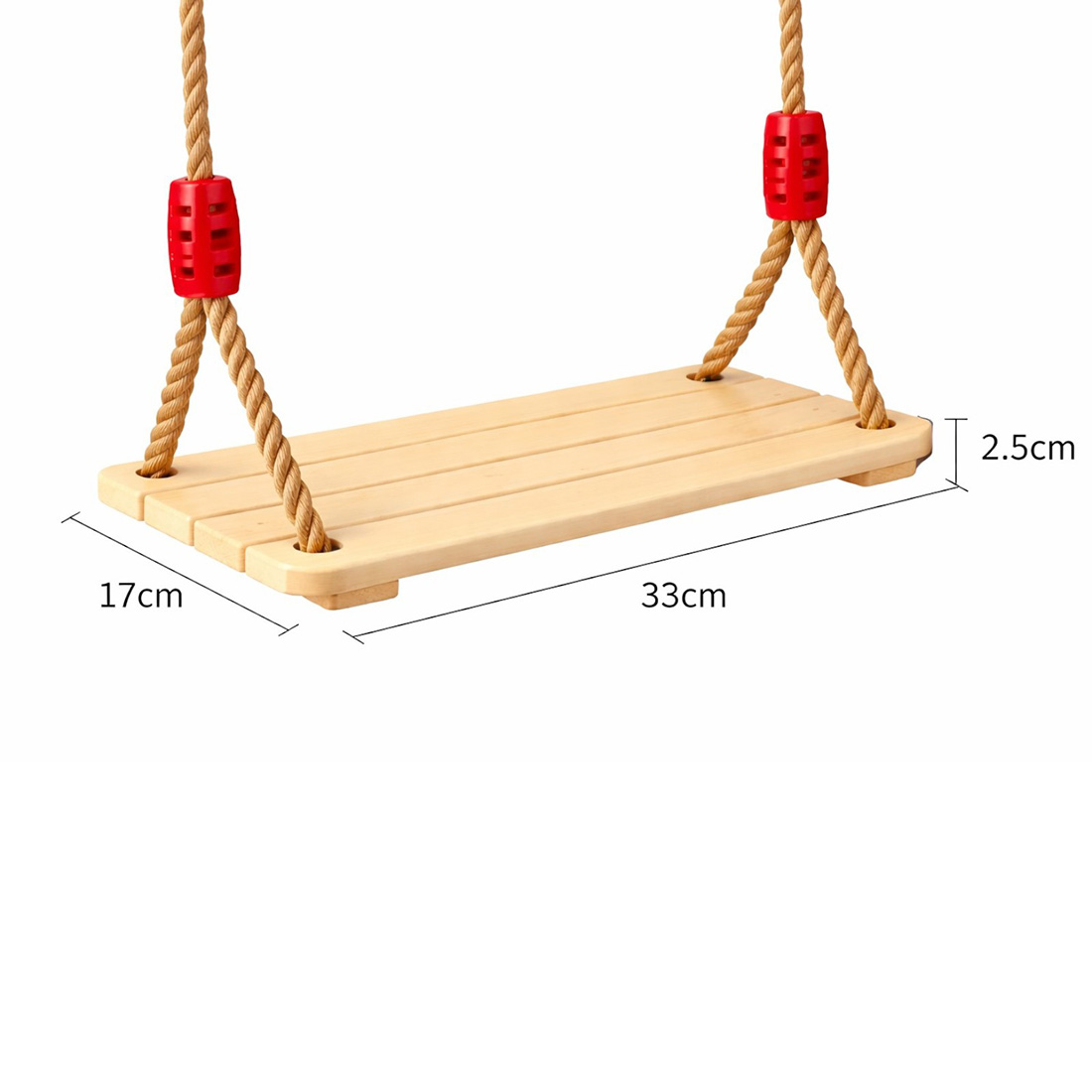 Детска Дървена Люлка за Двор с Въжета – Натурално Дърво, 33 см JXS-3033 - Image 5