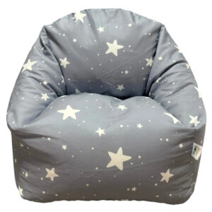 Детски Пуф Кресло Little Stars, 100% Памук, Сив Барбарон Със Звезди, 55x44x55 см